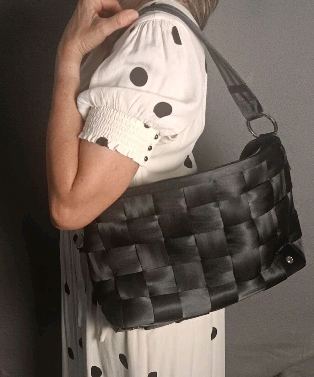 Harveys Mercedes-Benz Seat Belt Bag Tote Purse Black Shoulder black